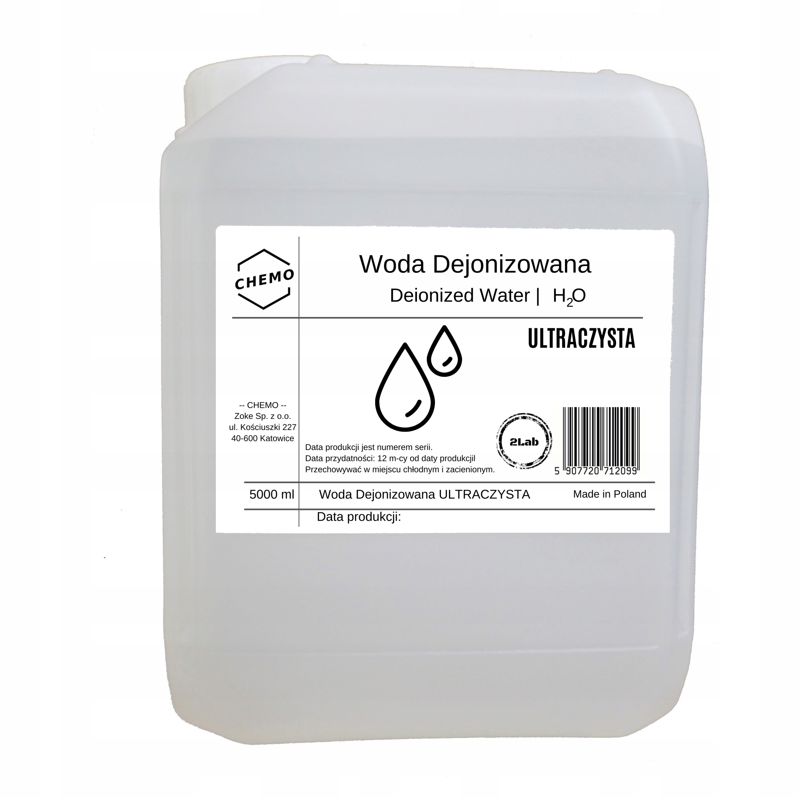

Woda dejonizowana. Ultraczysta. 5000 ml. Czda