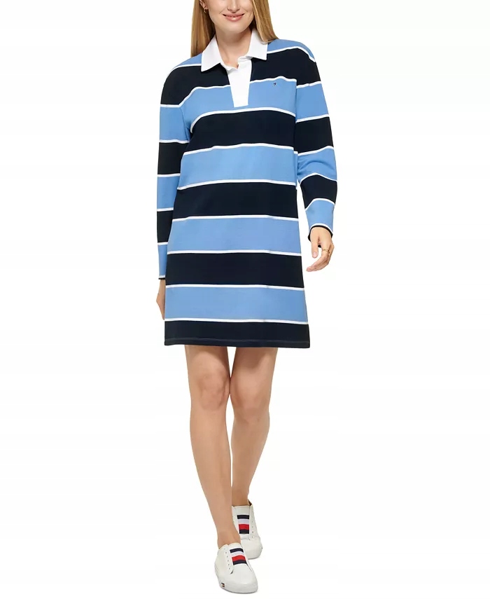 Tommy Hilfiger dámské sportovní šaty Rugby pruhované modré Xs