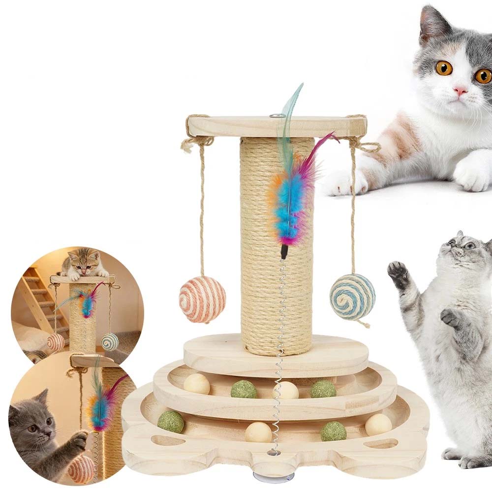 Škrabadlo Pro Kočky Dřevěná Hračka Pro Kočky Ve Tvaru Válečku, Pevné, Odolné