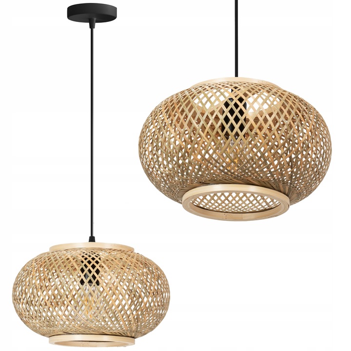 

Lampa Wisząca Pleciona Boho Bambusowa Beżowa