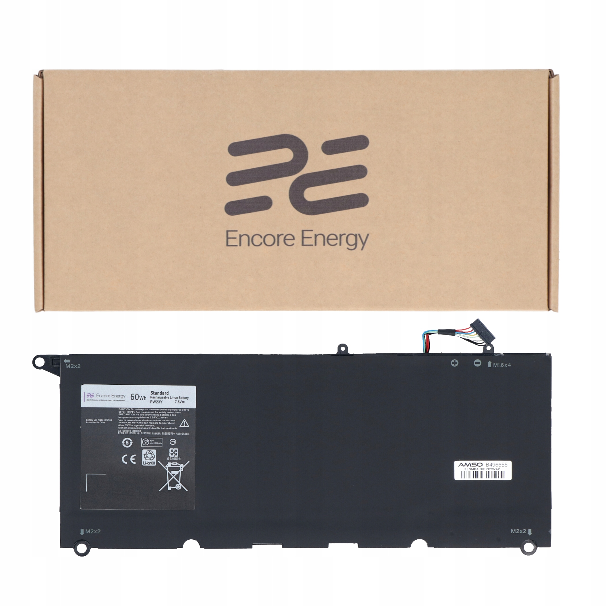 PW23Y bateria do laptopa Dell Xps 13 9360 60Wh 7.6V 8085mAh Encore Energy