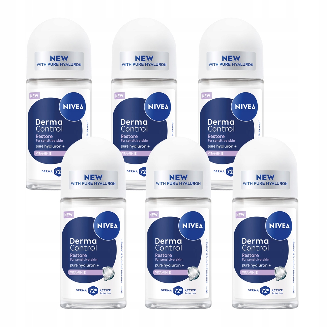 Nivea Derma Control Restore Damski antyperspirant 72h w kulce 50ml x6