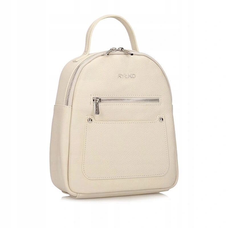 Batoh Ryłko R40924TB_J05 krémový kožený na zip