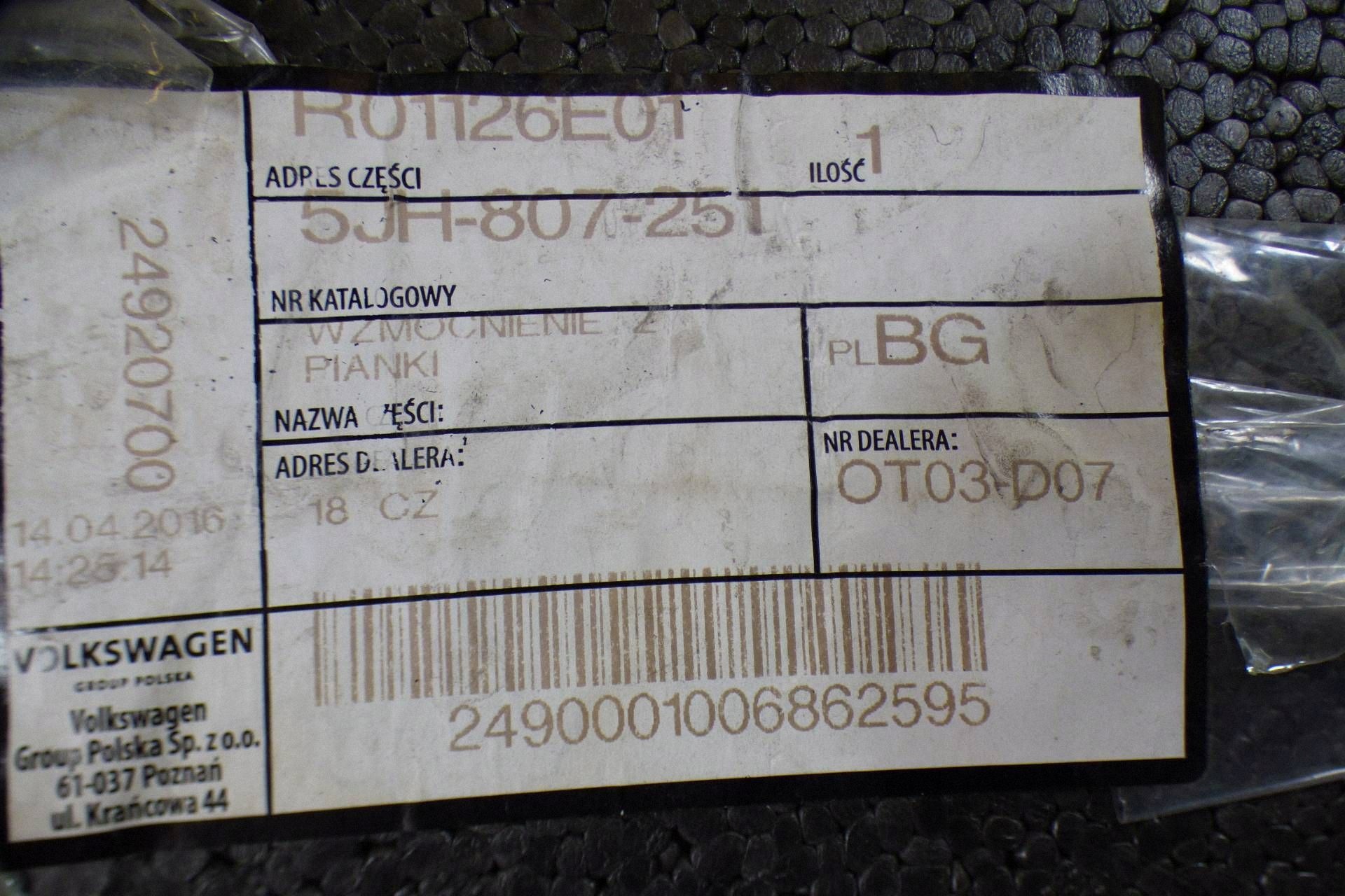 Skoda Rapid absorber Polystyren heck 5JH807251 st.BDB
