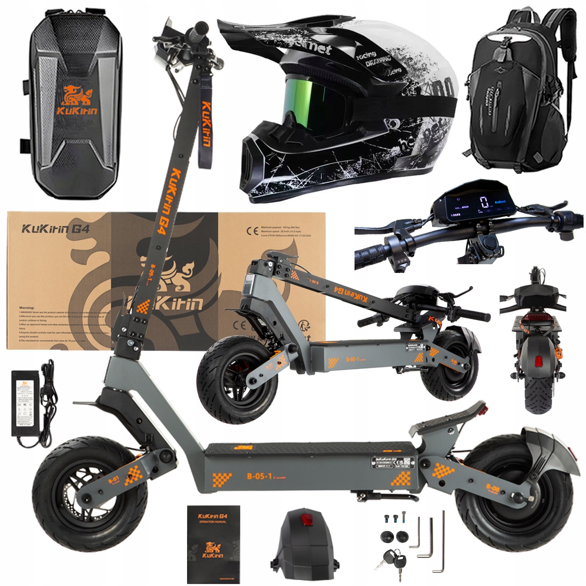 KuKirin G4 Skládací elektrická vozidla 2000W 70KM/H 60V 20Ah 75km Dárek