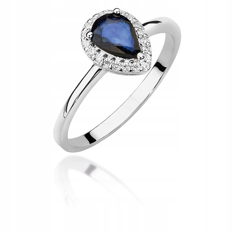 

Pierścionek Białe Złoto 585 Szafir Brylanty Grawer