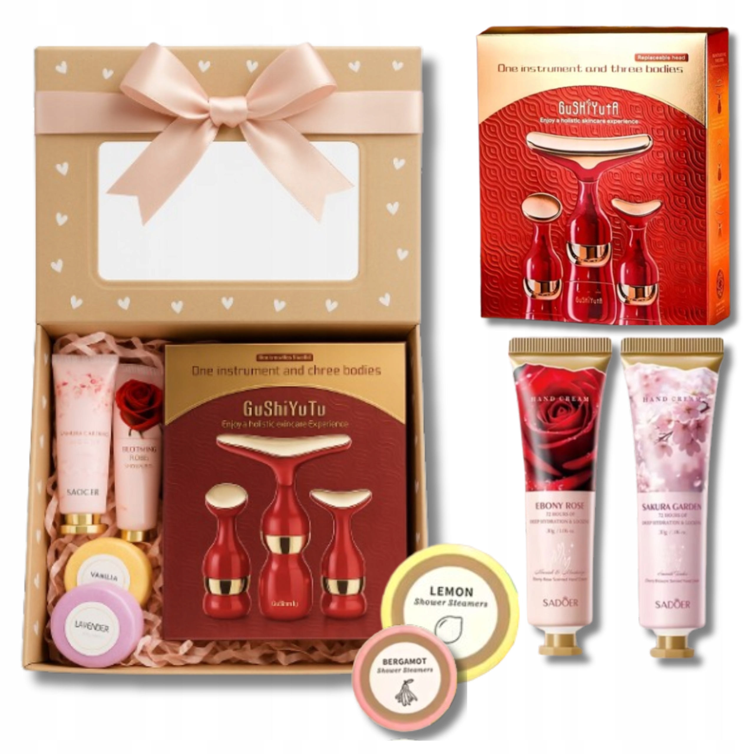 Zestaw Prezentowy Spa Masażer Do Twarzy 3w1 Krem Kule Do Kąpieli