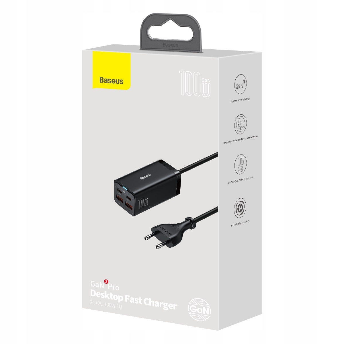 Baseus nabíjačka GaN3 Pro 100W 2x Usb-c 2x Usb čierna