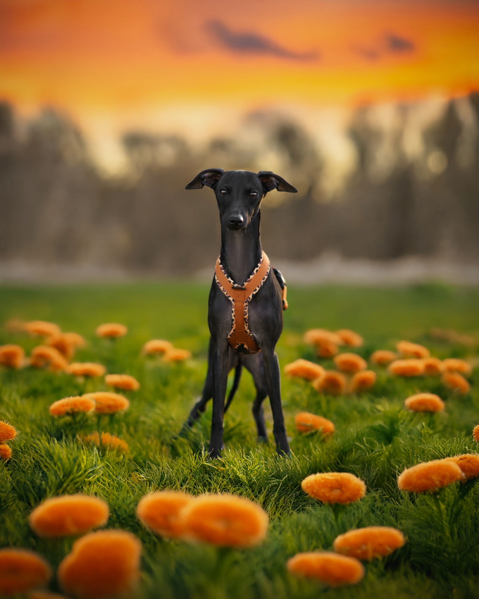 Levně Postroj pro italského chrtíka „Wild Safari“ – Hnědá verze