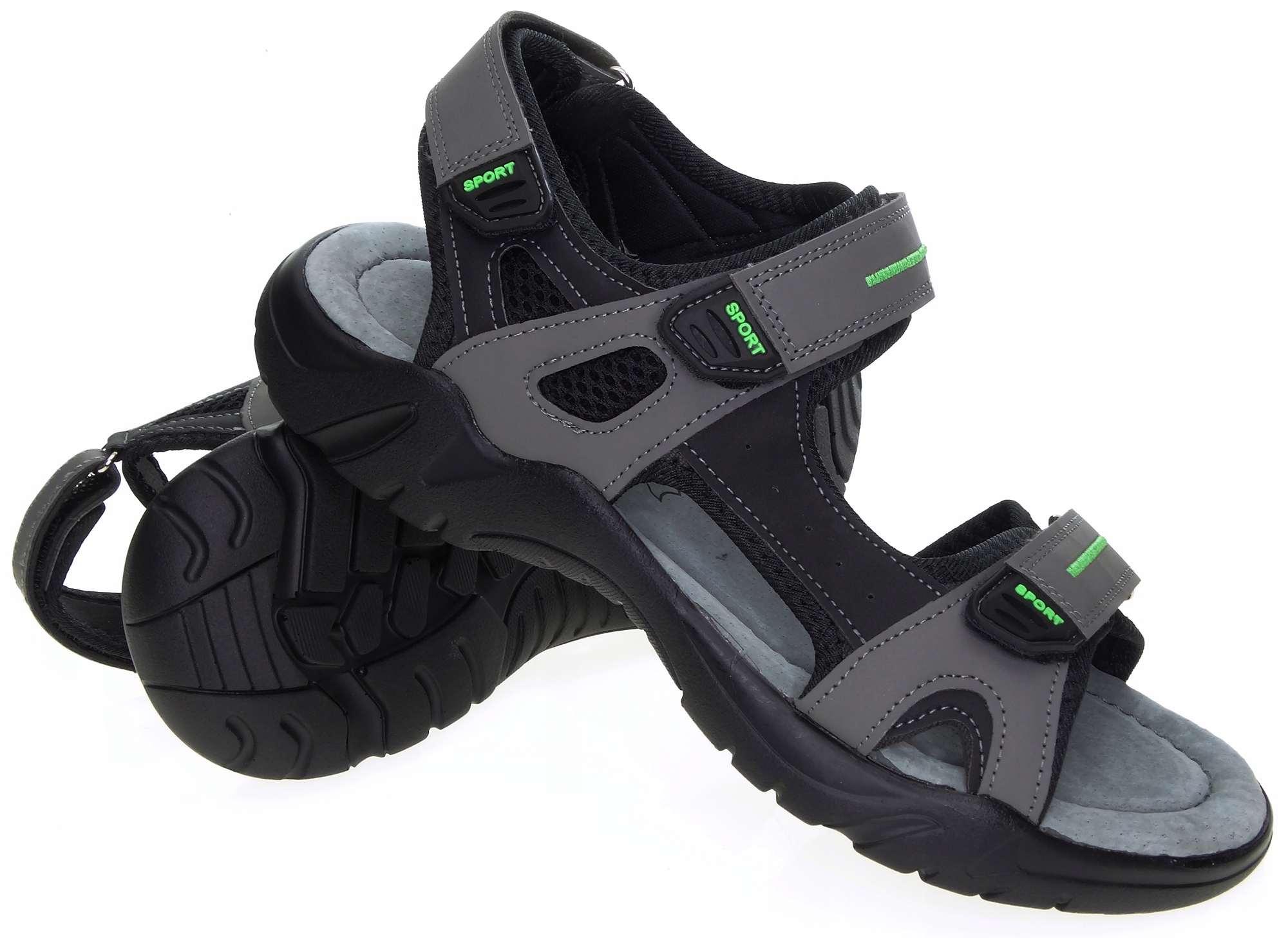 Męskie skórzane sandały solidne lekkie i wygodne Kolor szary