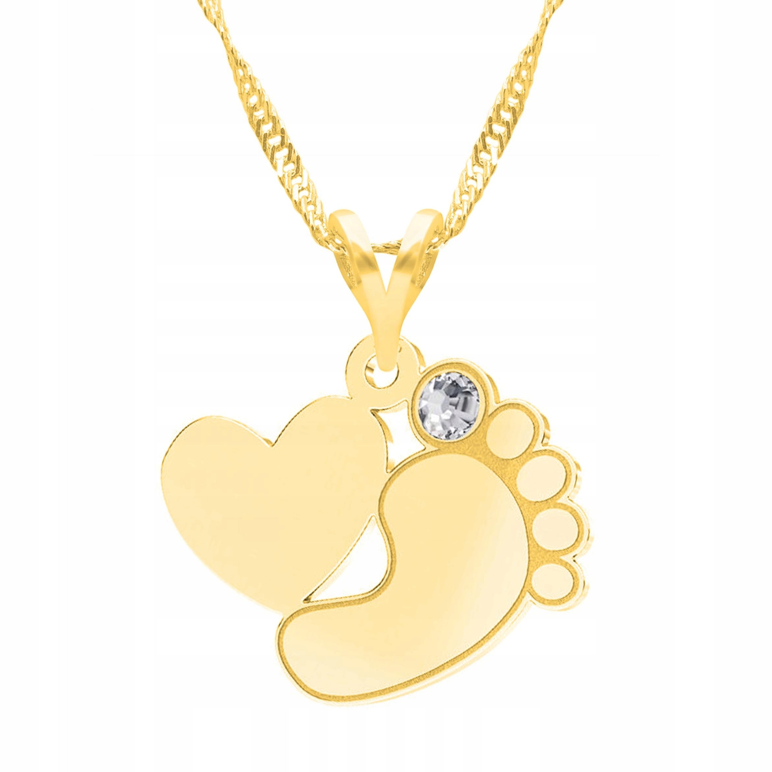 Zlatý náhrdelník s dětskou nohou Dětská noha Rodinná rodina Stříbro 925