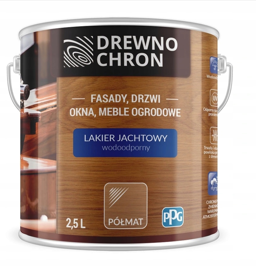 Lakier jachtowy Drewnochron Półmat 2,5L