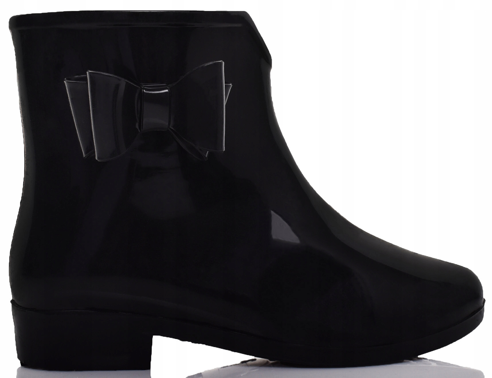 KLASYCZNE DAMSKE KALOSZE Z KOKARDĄ CZARNE NISKIE Oryginalne opakowanie producenta pudełko