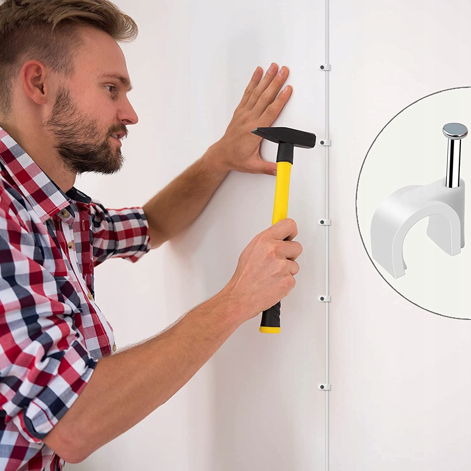 Uchwyt kabla FLOP 9mm biały okrągły 100 sztuk Stan opakowania oryginalne