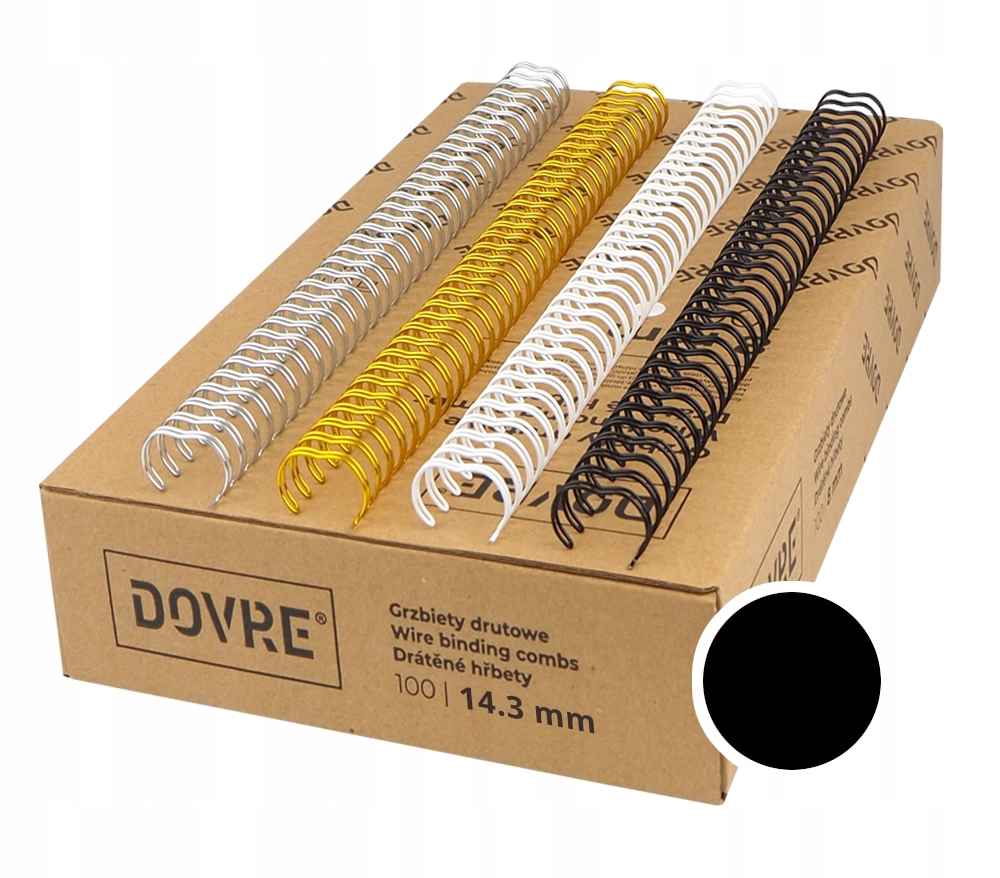 Grzbiety Drutowe Czarne 14,3 mm 9/16" 100 szt. skok 3:1