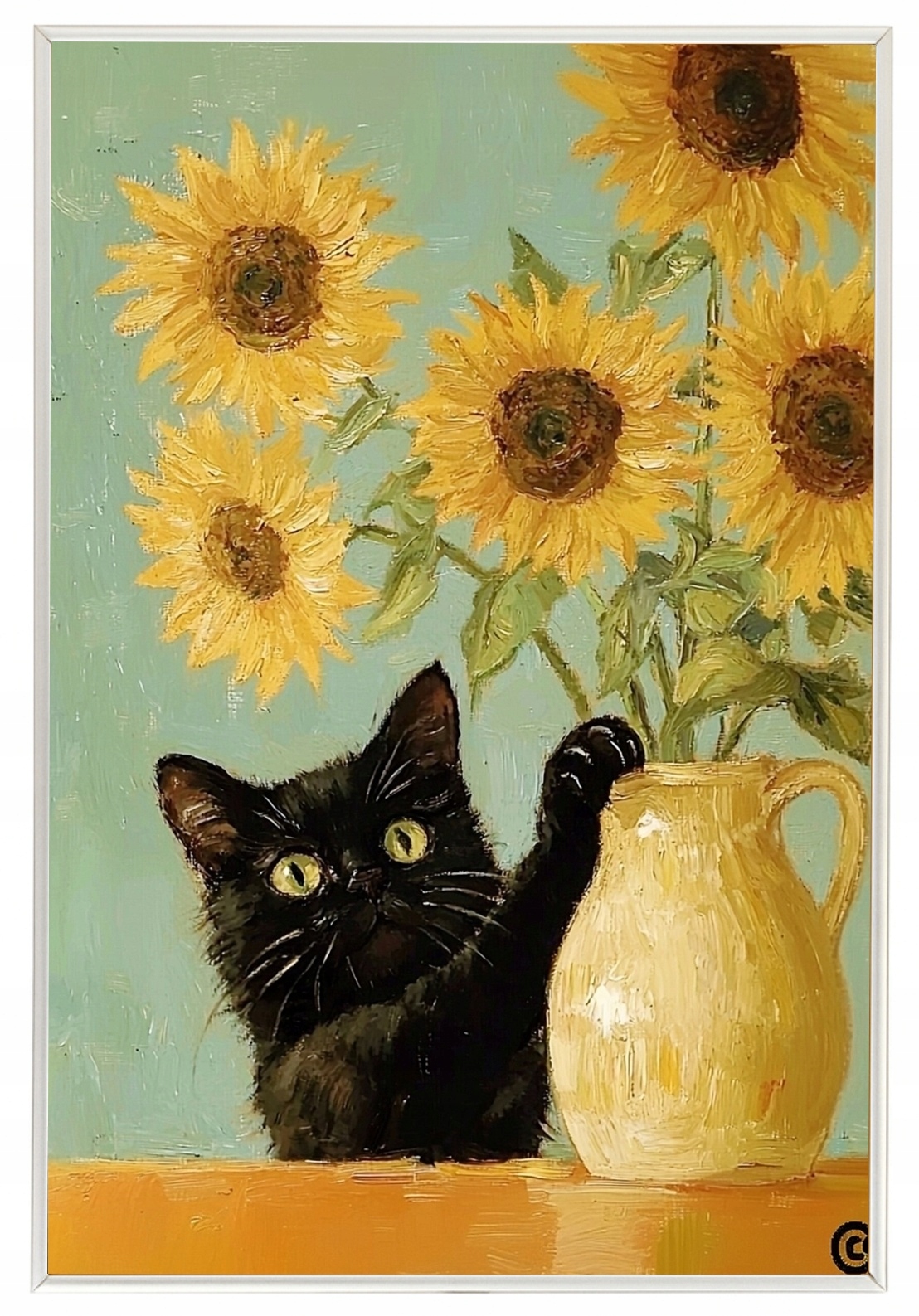 Rámeček S Hliníkovým Plakát Černá Kočka Žluté Slunečnice Van Gogh 40x60