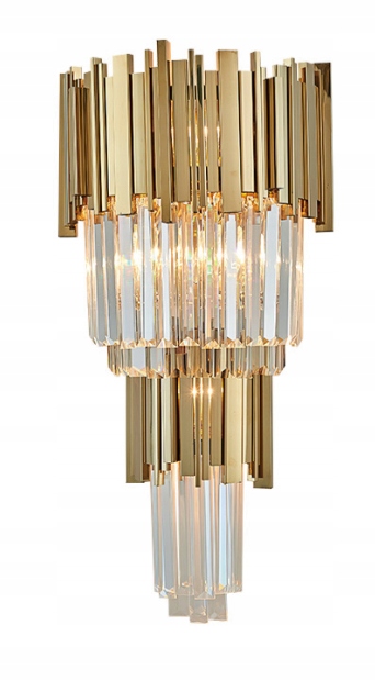 Pipe Organ Wall Brass – dvojradové krištáľové nástenné svietidlo 60 cm, zlatá mosadz