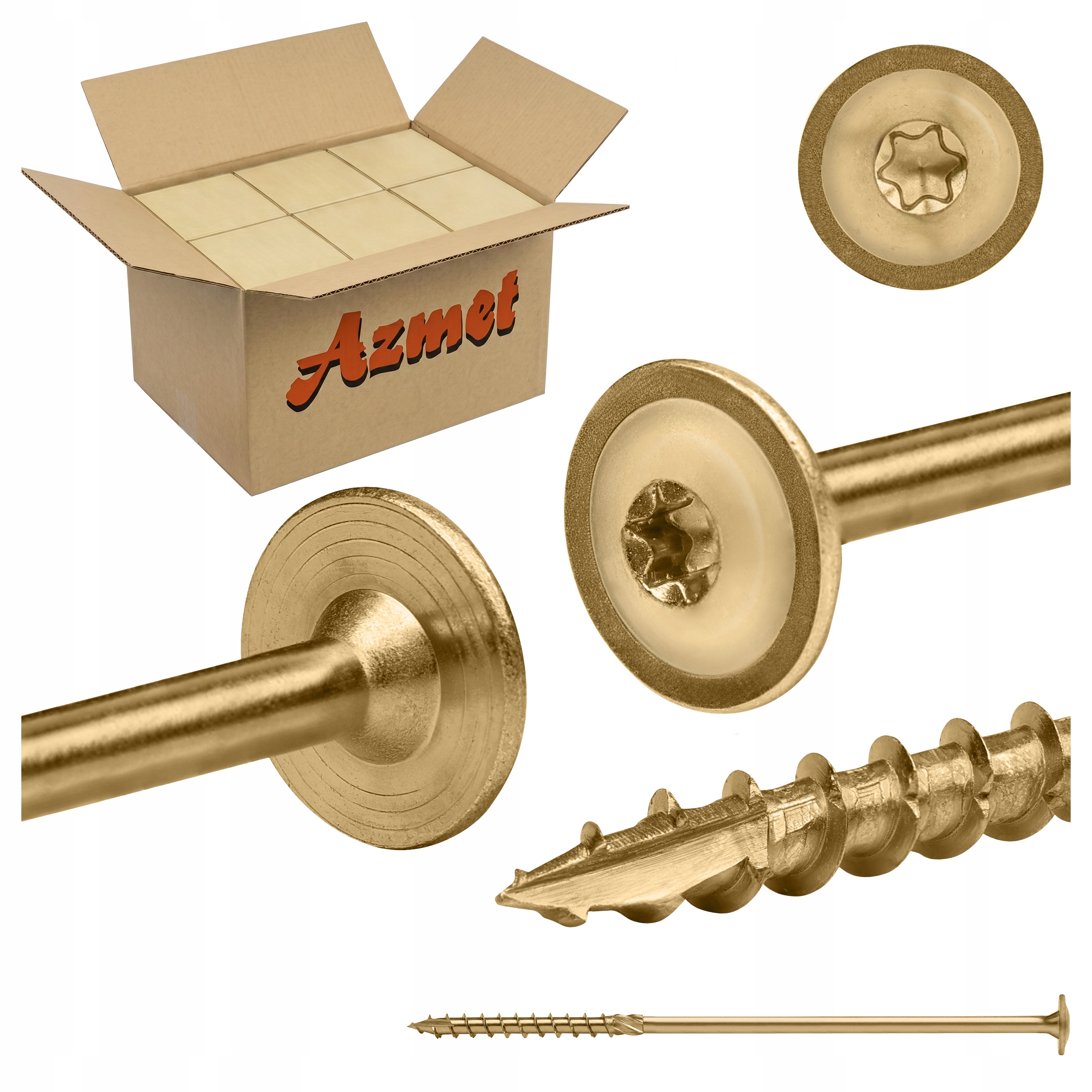 Tesárske skrutky 10x260 mm Torx do dreva tanierové 150ks Azmet WCT10260