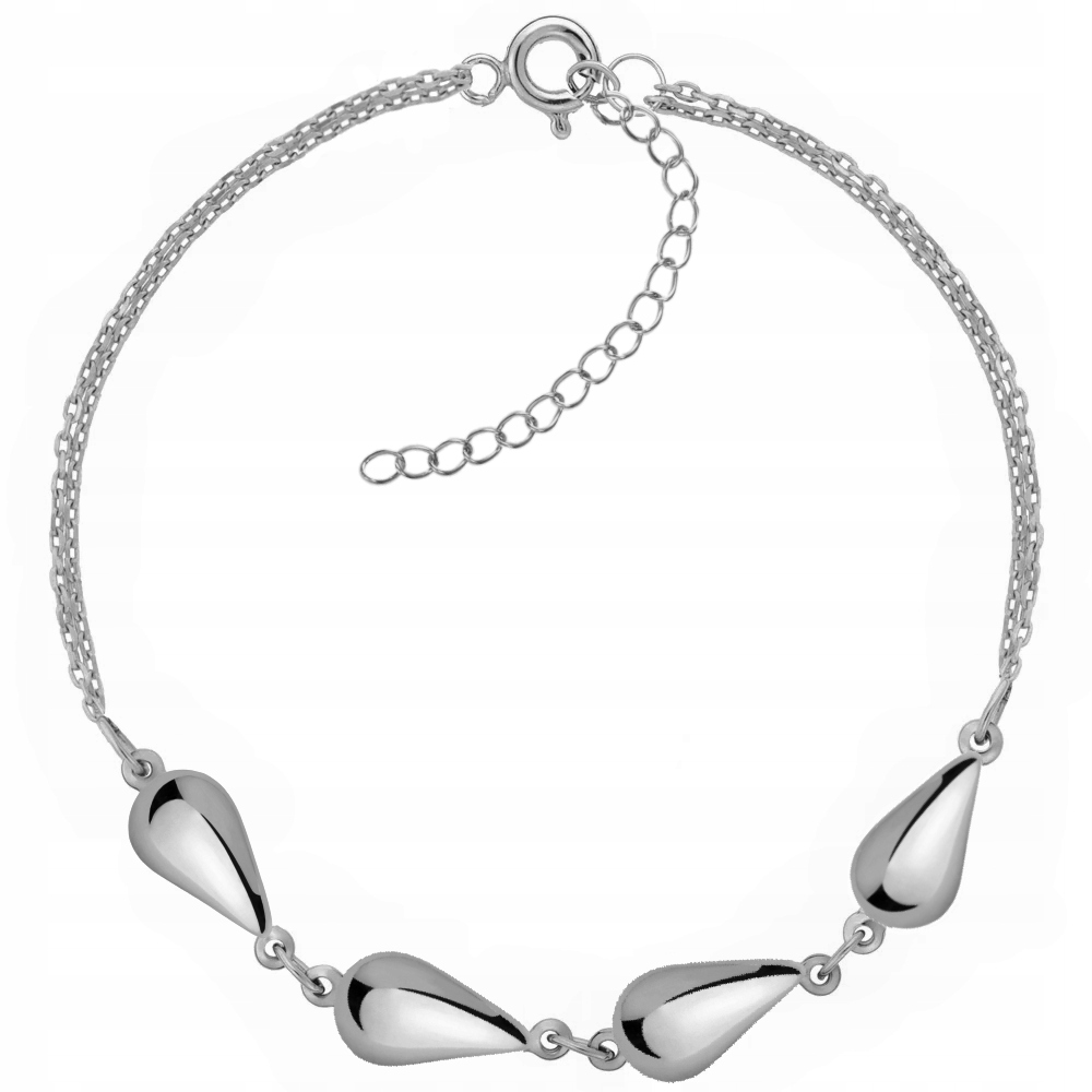 Stříbrný dámský náramek na nohu a kotník, kapky stříbro 925 26 cm