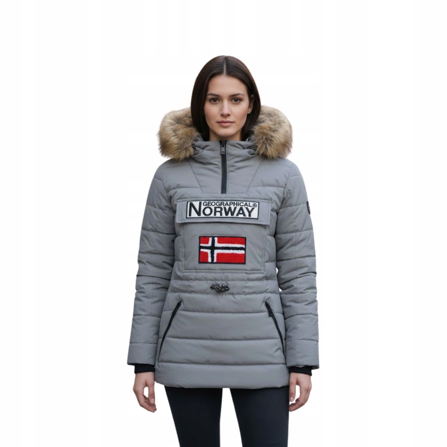 Dámská bunda Geographical Norway teplá zimní prošívaná bunda s kapucí vel.