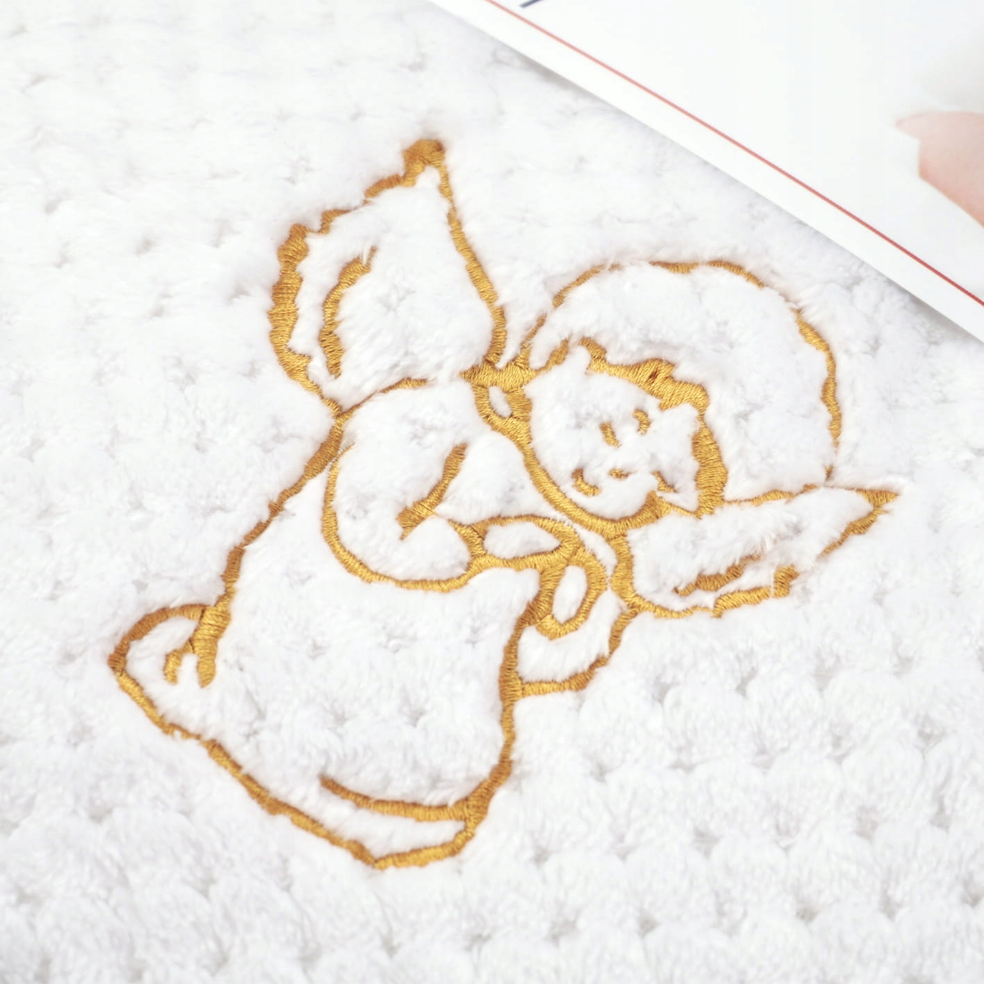 Koc 80x90 Pamiątka CHRZTU PREZENT Aniołek Anioł Długość 90 cm