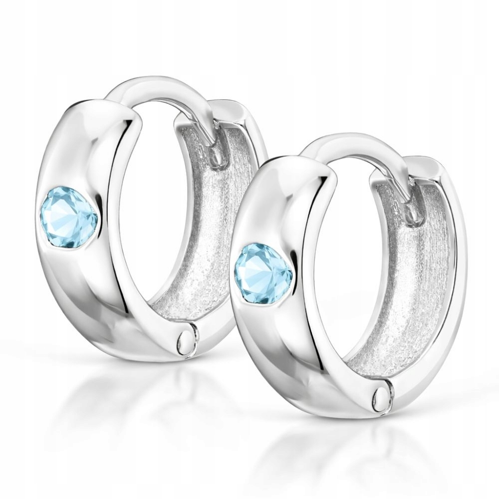 Náušnice Malá Stříbrná Kolečka 925 Modrá Zirkon Pohodlné Zapínání