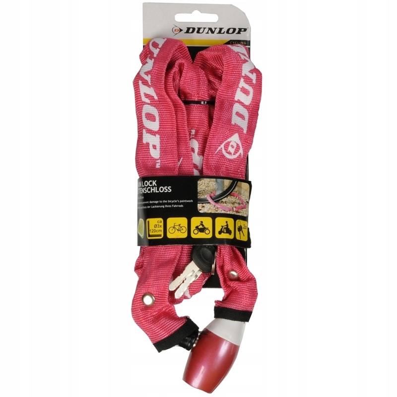 Dunlop Zapięcie rowerowe na zamek łańcuch 120cm (Czerwony)