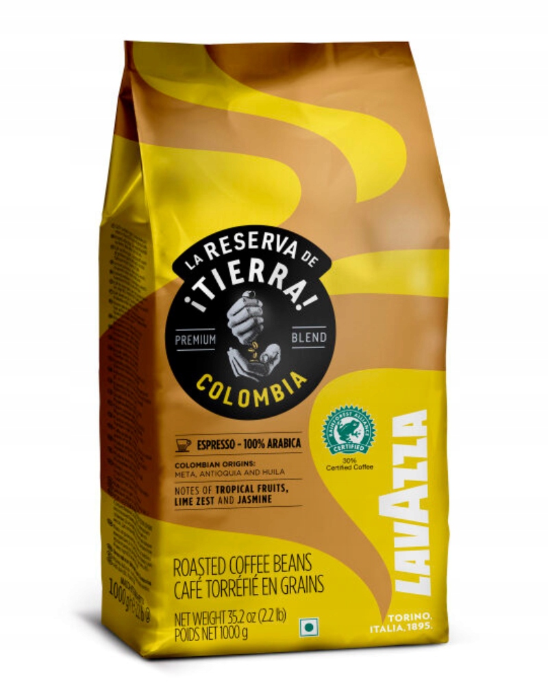 1KG Kawa Ziarnista Lavazza Tierra Colombia Arabica Pyszna Kawa Oryginalna