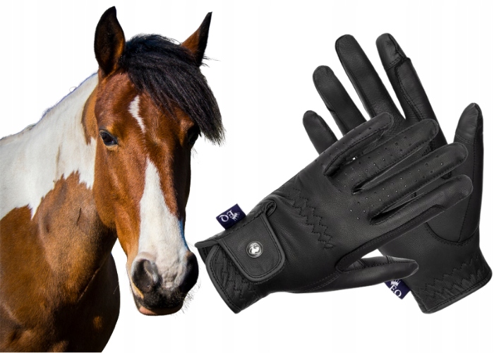 Rękawiczki jeździeckie Equestrian Queen Mauritius skórzane czarne Xs