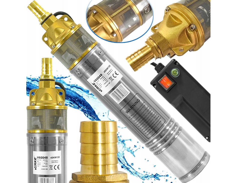 Pompa Głębinowa Śrubowa Wody Czystej Studni Wąska 1100W Mocna Wydajna 1 Cal