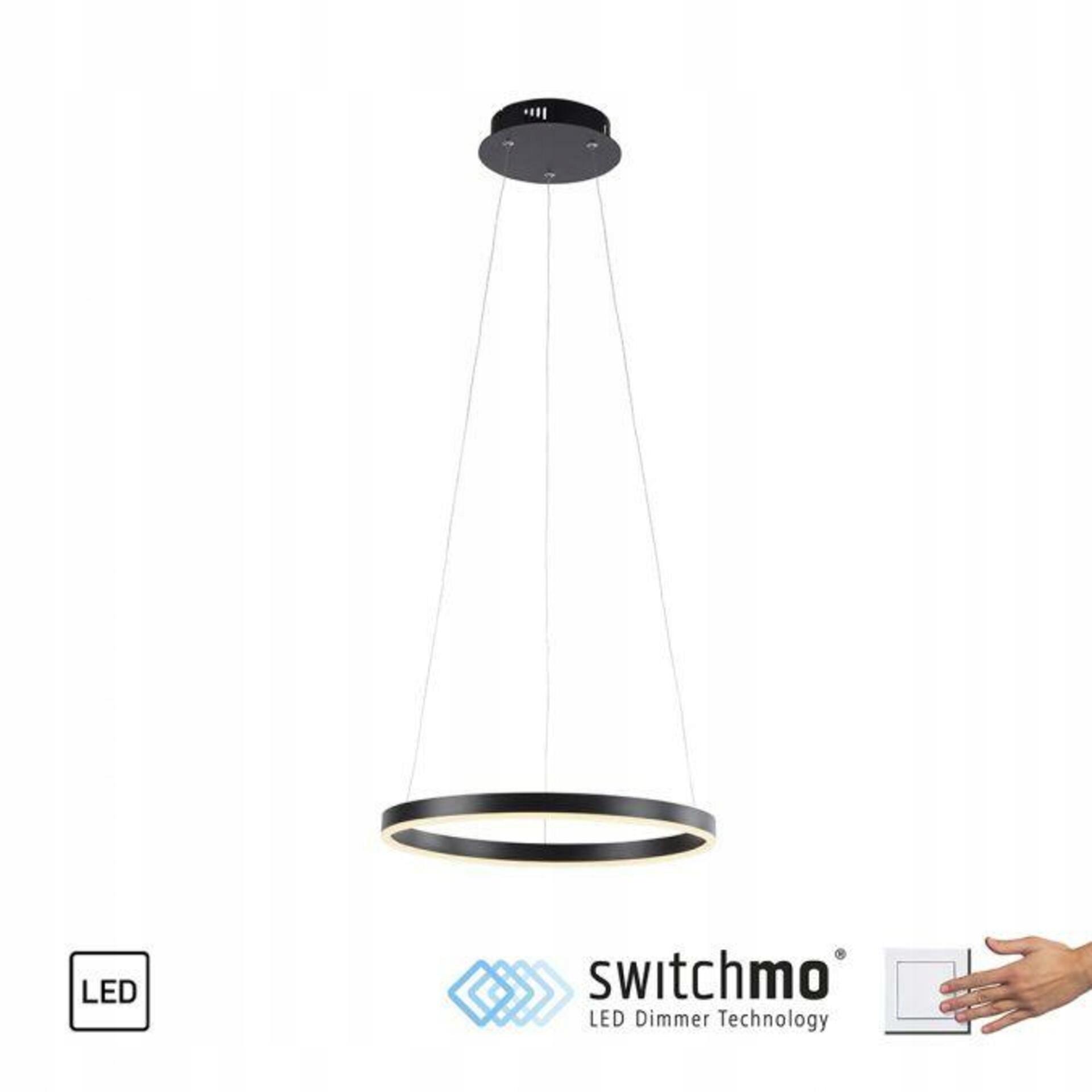 Led závesné svietidlo Just Light antracit Ø 40 cm, 3-stupňové stmievanie, 3000K