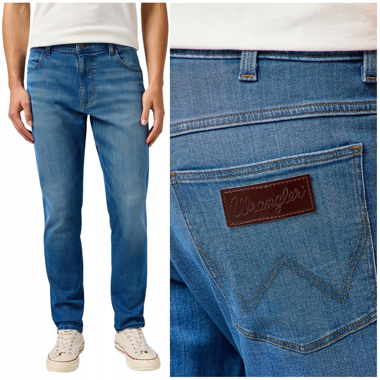 Wrangler River regular tapered Mosaic elastické džínové kalhoty W40 L32