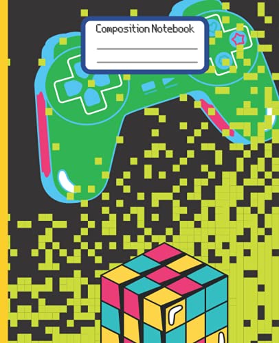 zack edit, Zii Green pixel gamer Composition Notebook: Wide Ruled Compositi