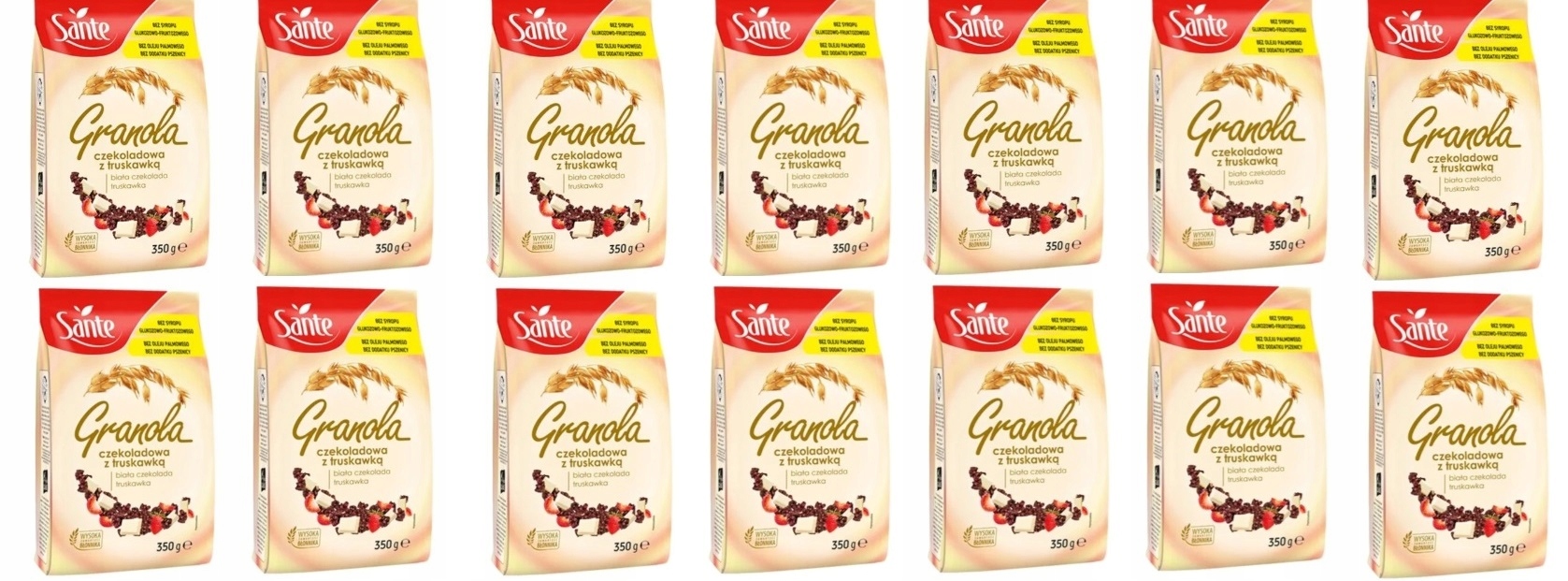 12 x 350 g Sante Granola s bílou čokoládou a jahodami Karton