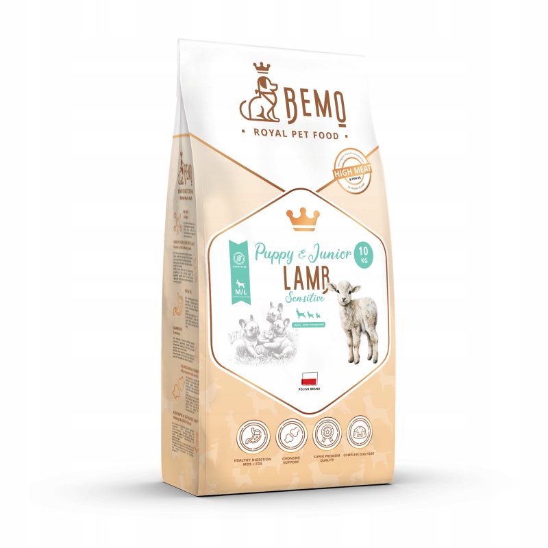 Levně Suché krmivo pro štěňata Bemo Junior 10 kg hypoalergenní jehněčí M/L