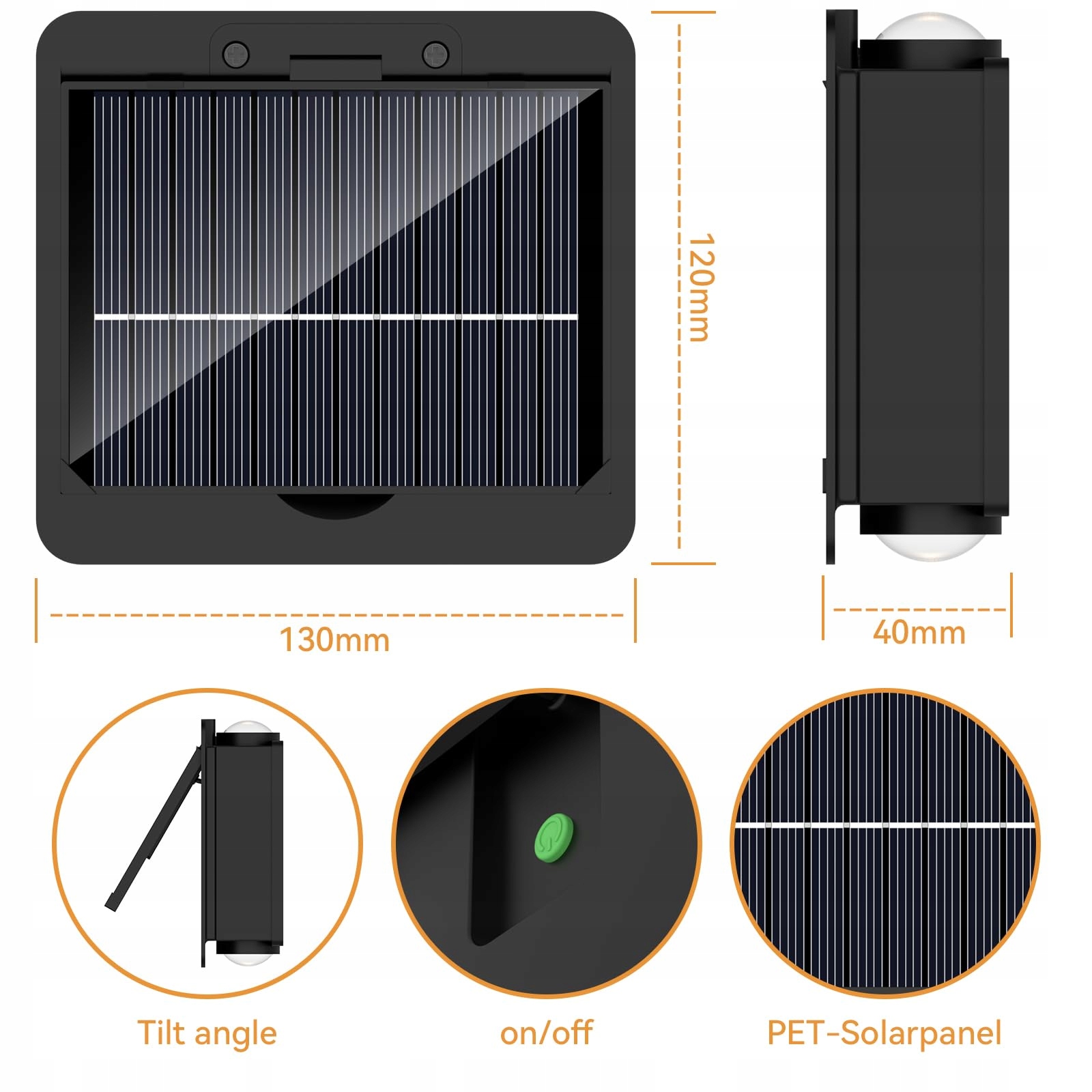 Lampa Ścienna Solarna Zewnętrzna Ciepła Biała Wodoodporna 4 LED TALWEI — miniatura 8