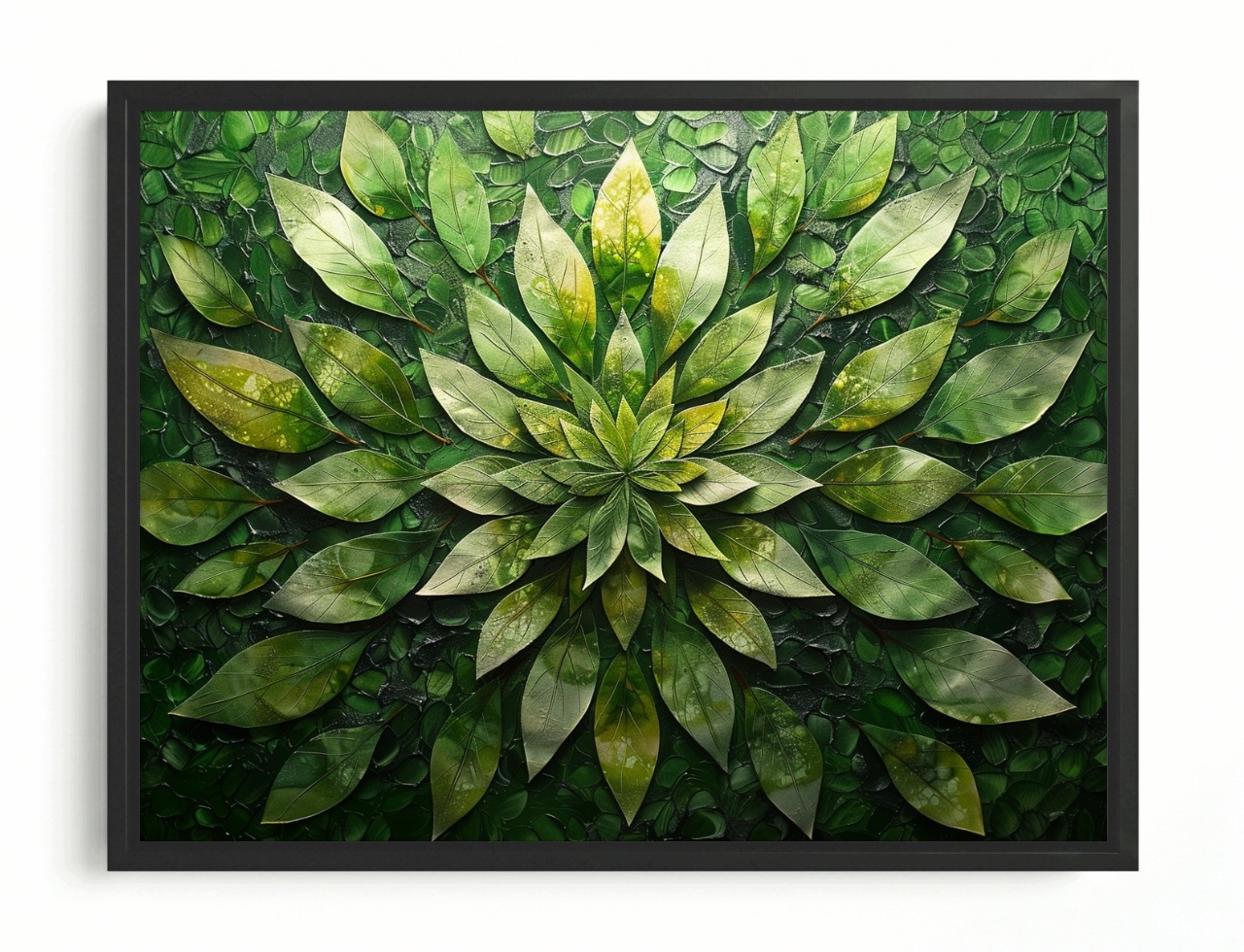Obraz Rám American Box Zelená Mandala Z Listov Príroda Abstrakcia 80x60