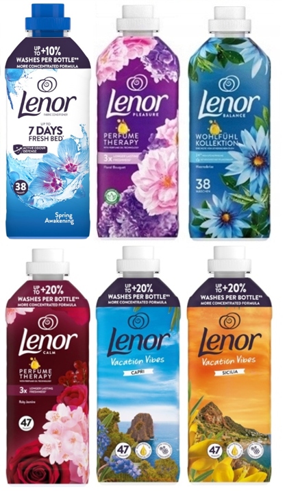 Lenor Płyny Do Płukania Tkanin Z Zestaw mix 6sztuk 4.8L 750ml
