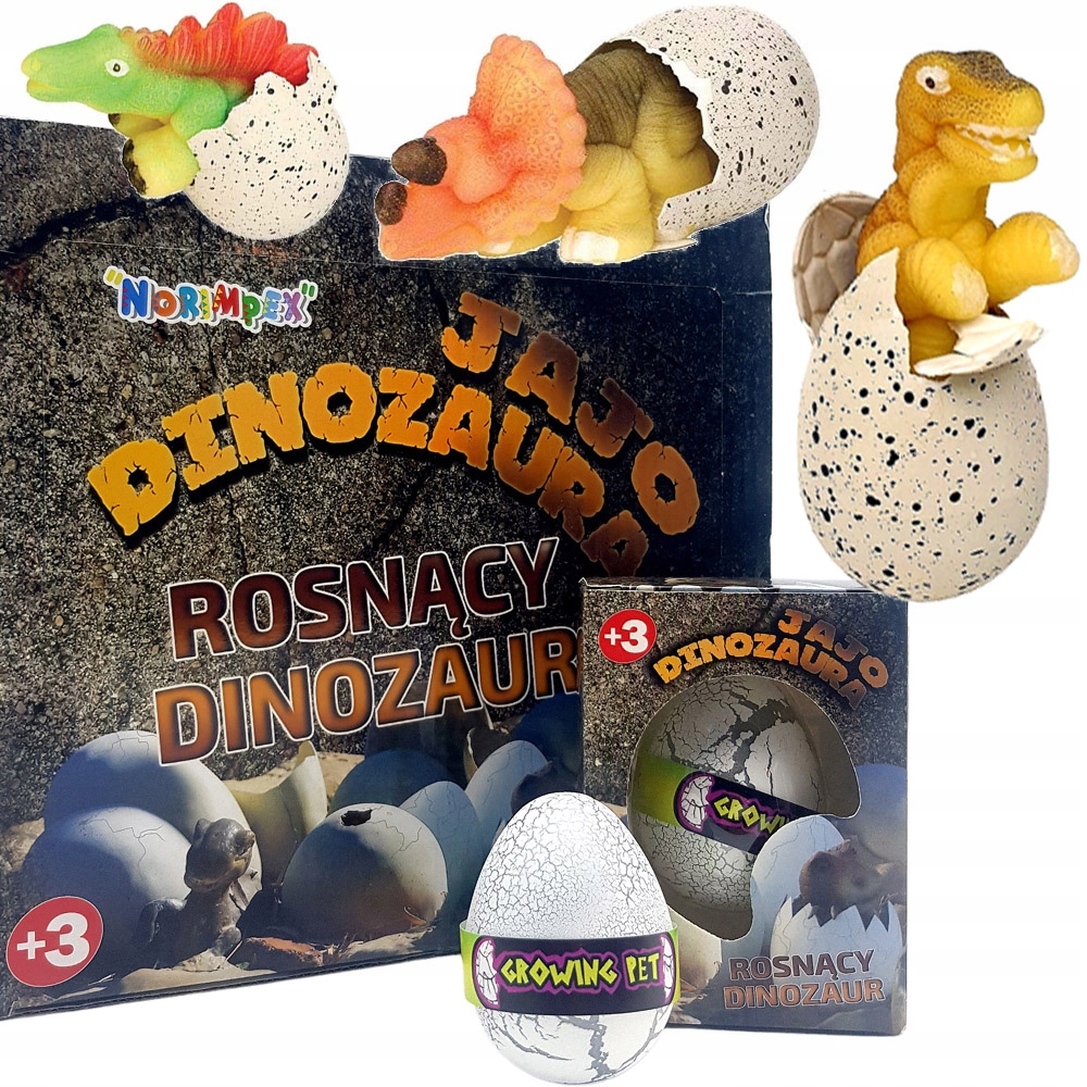 Figurka plastikowa Dinozaur w jaju JAJO ROSNĄCY Głębokość produktu 5.5 cm