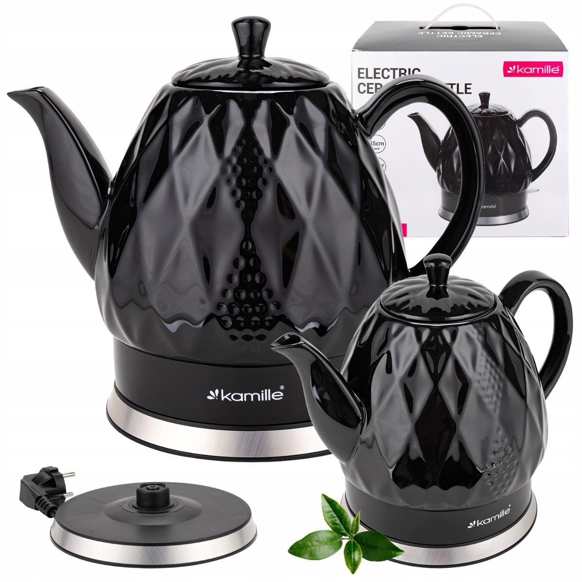 Keramická Bezdrátová Rychlovarná Konvice Kamille 1200 W 1,5 L černá