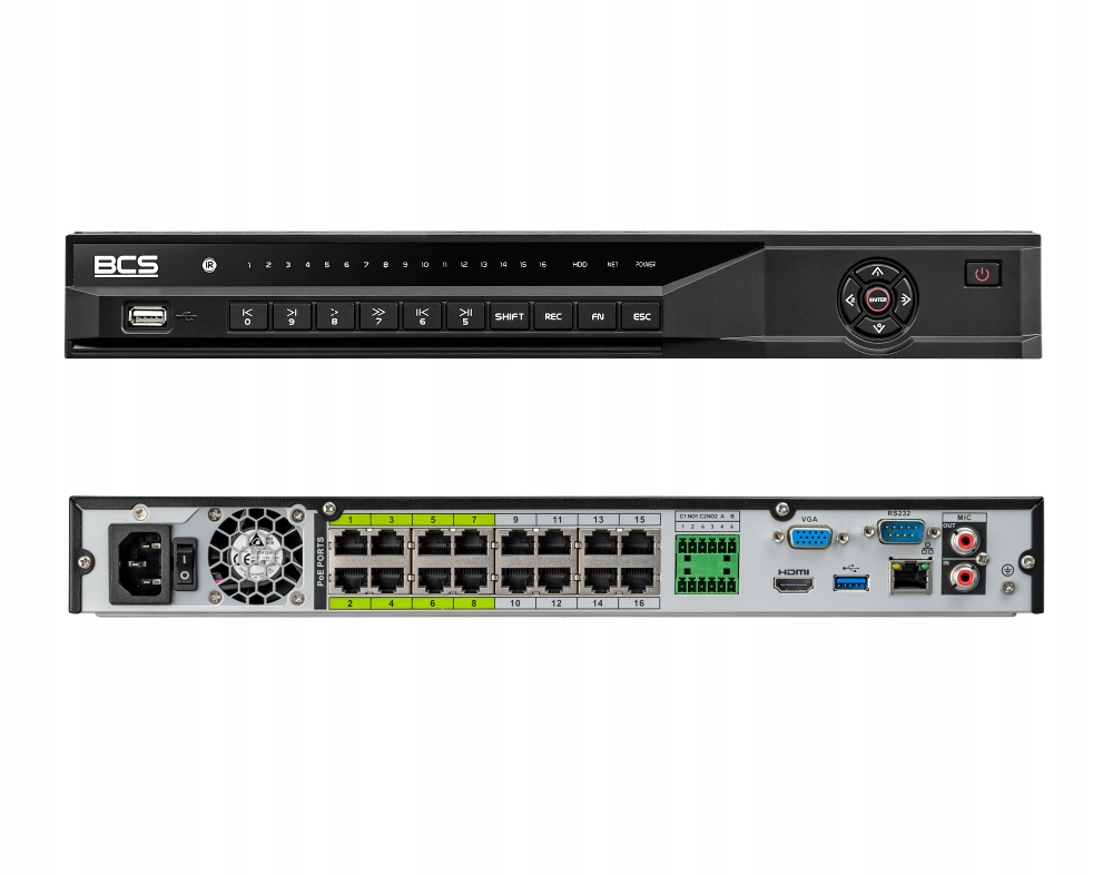 Ip rekordér BCS-L-NVR1602-A-4K-16P-Ai 16 kanálov, 16xPoE, 24 Mpx