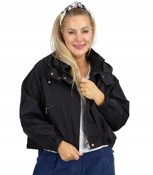 Dámská bomber krátká bunda s kapucí jarní módní Agrafka unisize