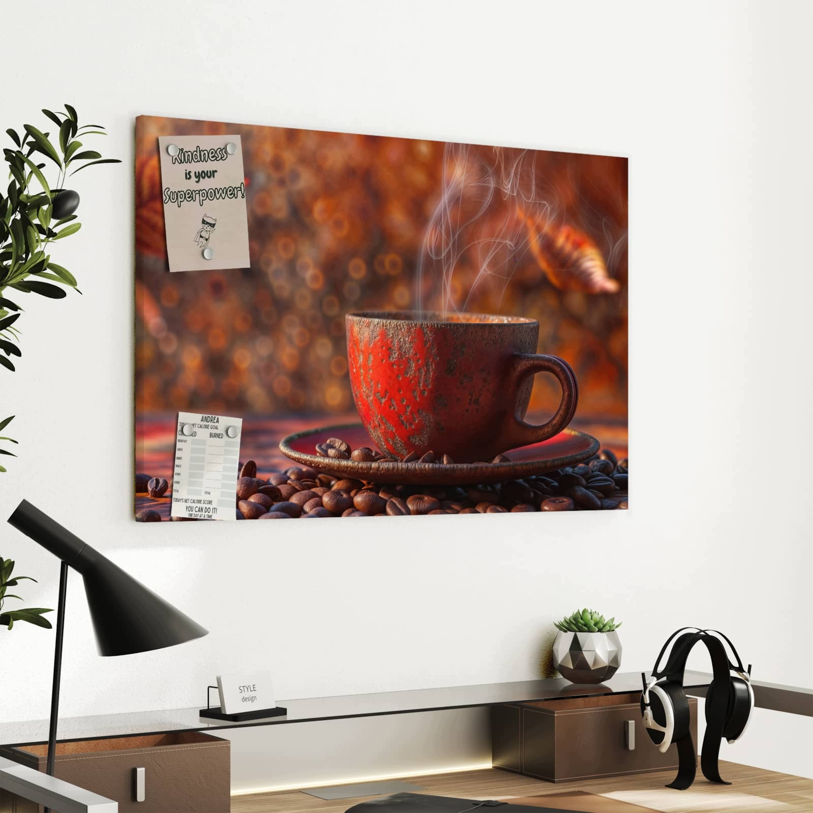 Magnetická tabule Šálek kávy Podzim 60 × 40 cm
