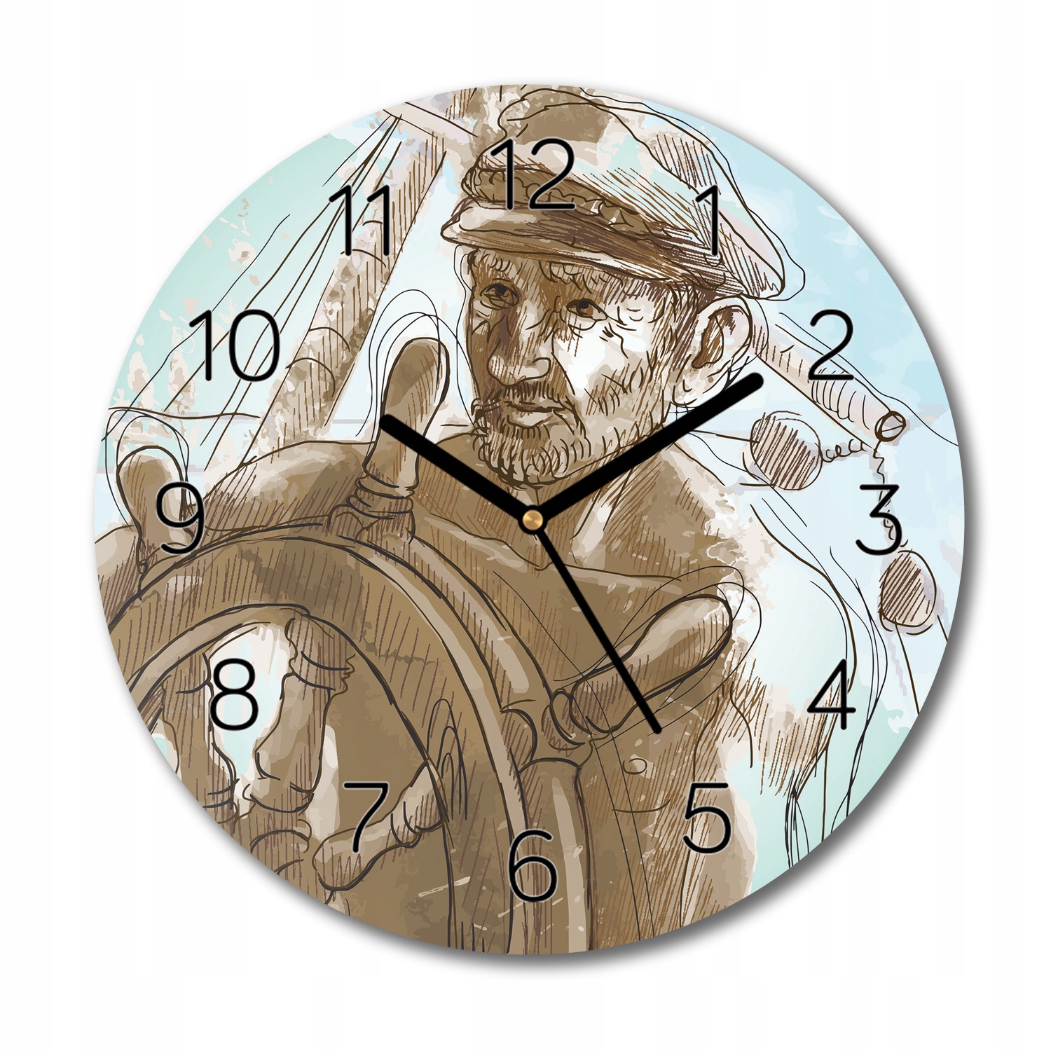 

zegar na szkle Marynarz rysunek z grafiką fi 30