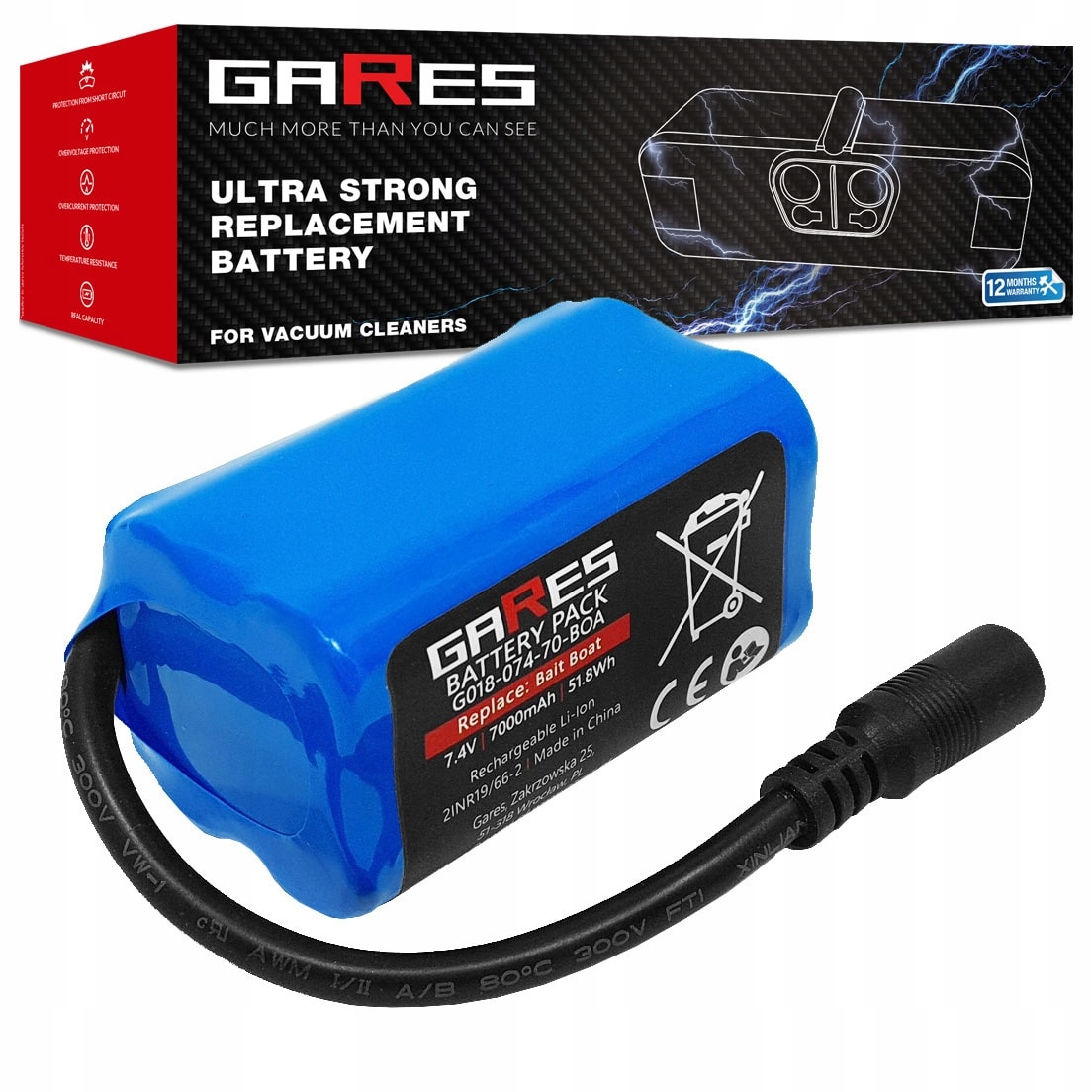 Bateria Akumulator do łódki zanętowej Rc Flytec D16 D18 D19 7,4V 7Ah