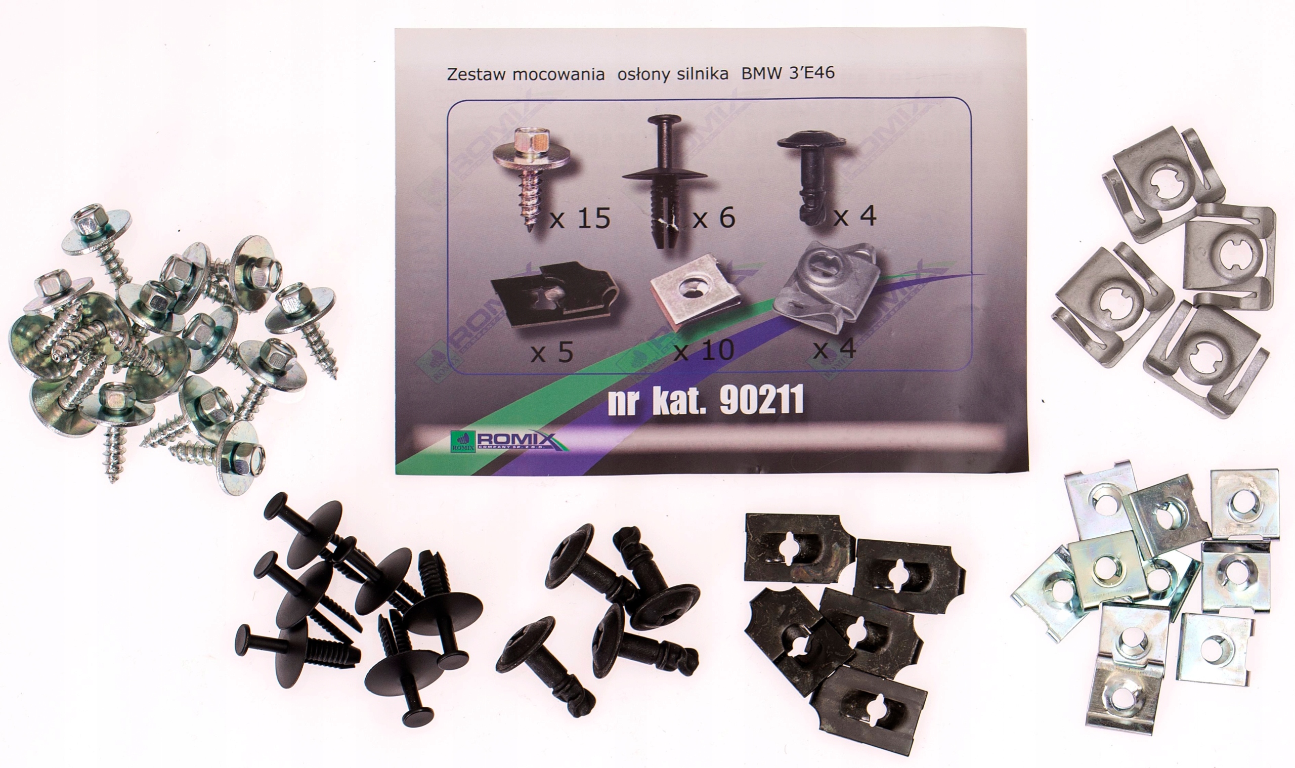 BMW 3 E46 1998 2006 Spinki do oslony silnika