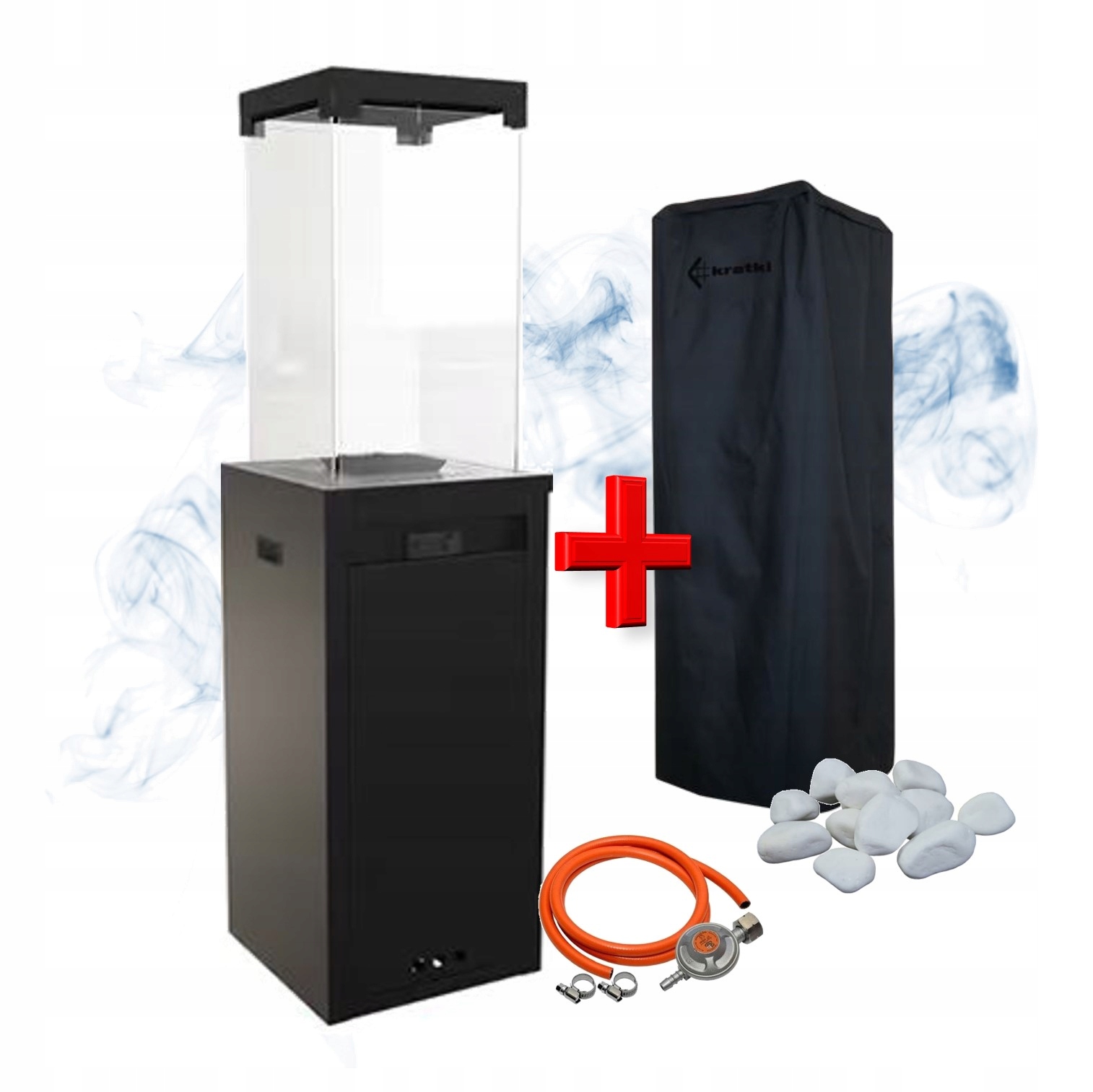 Zahradní plynový ohřívač na terasu Patio Slc černý Pouzdro Kameny