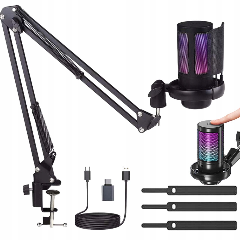 Herní Mikrofon S Rgb Osvětlením 192 Khz 24BITOVÝ Plug And Play