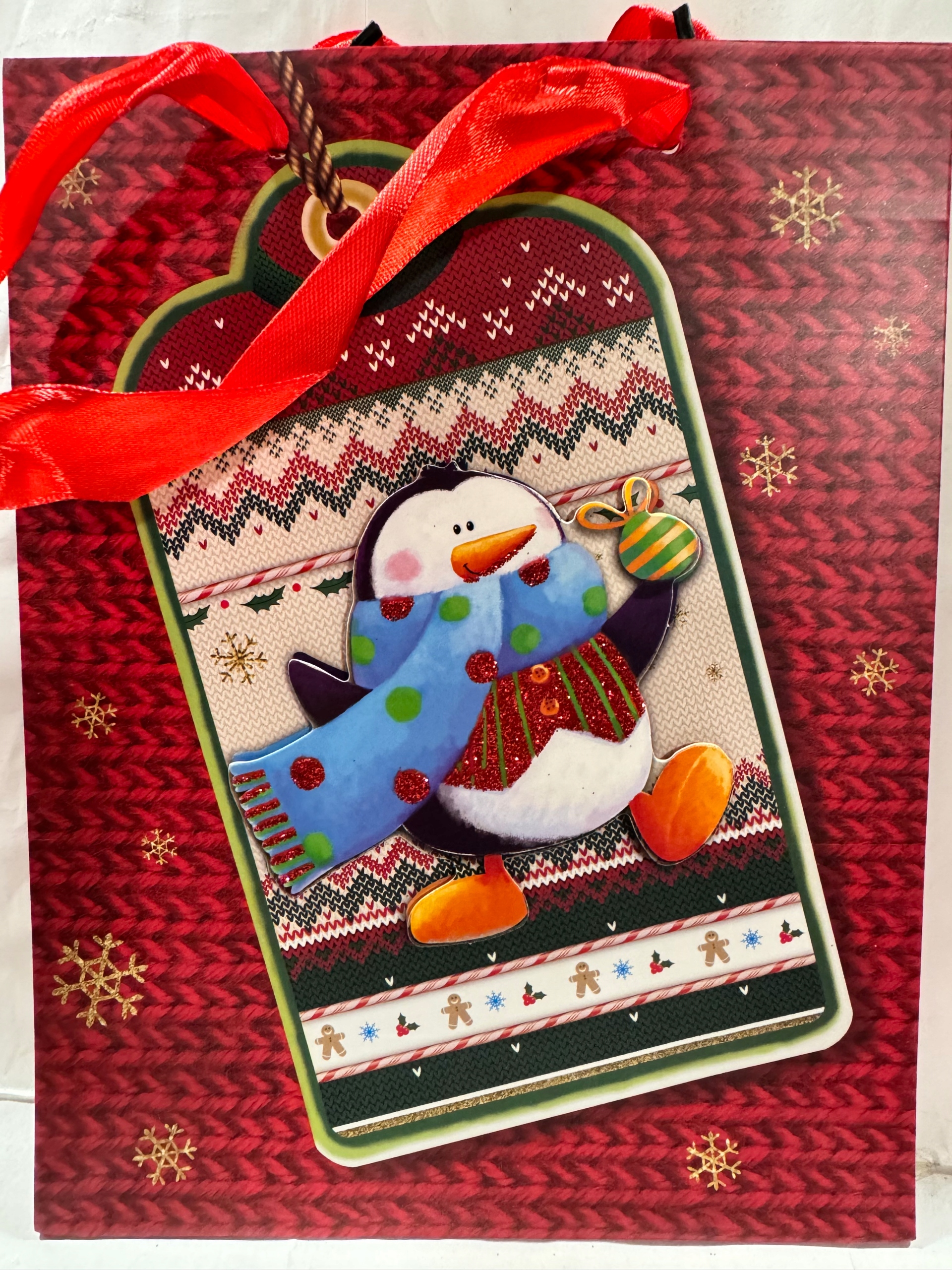 torebka prezentowa ok 17,5x23,5x8 Mikołajki Boże Nar 3D brokat sztywna