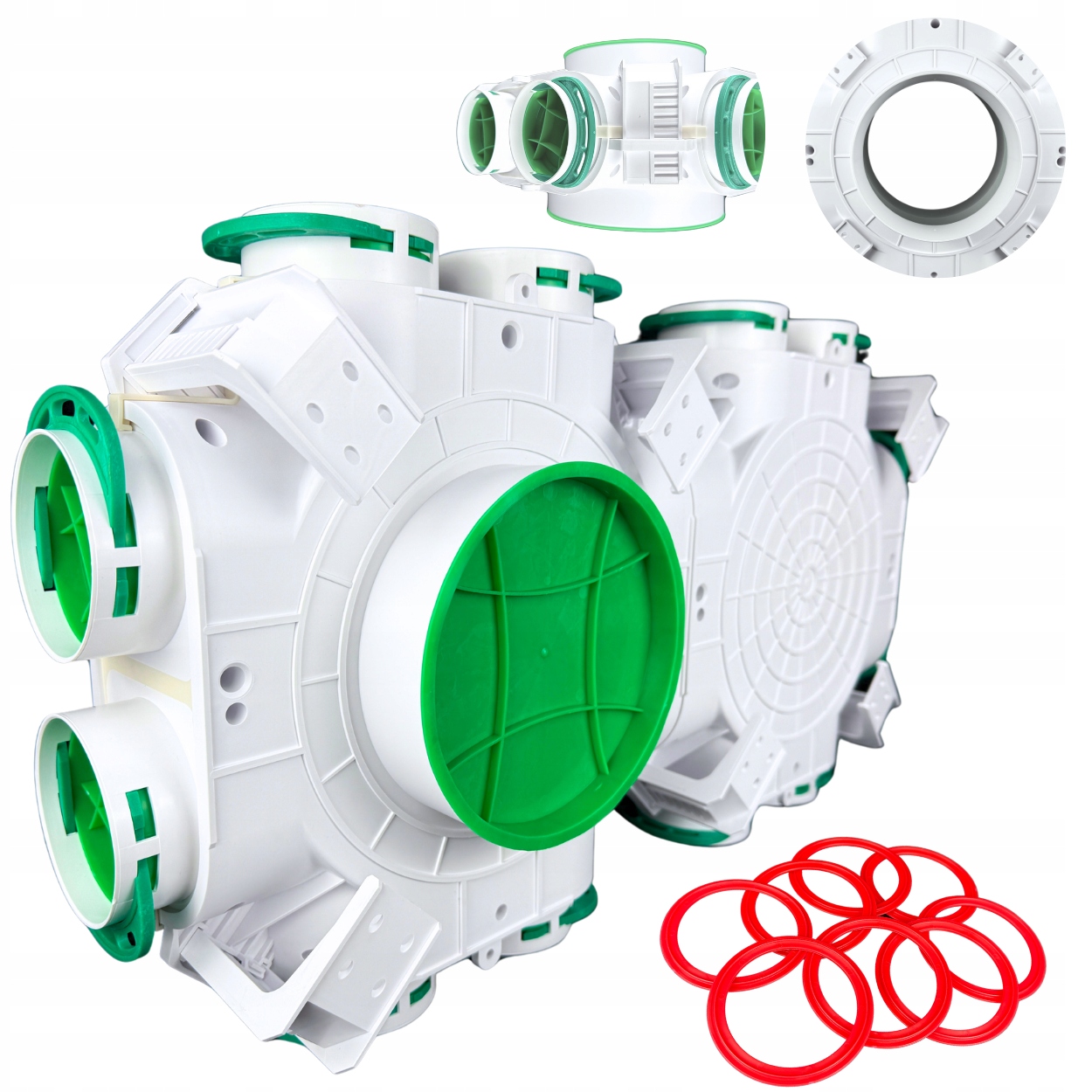 Průchozí Rozvaděč Rozdělovač Rekuperace 200/160 12x90mm